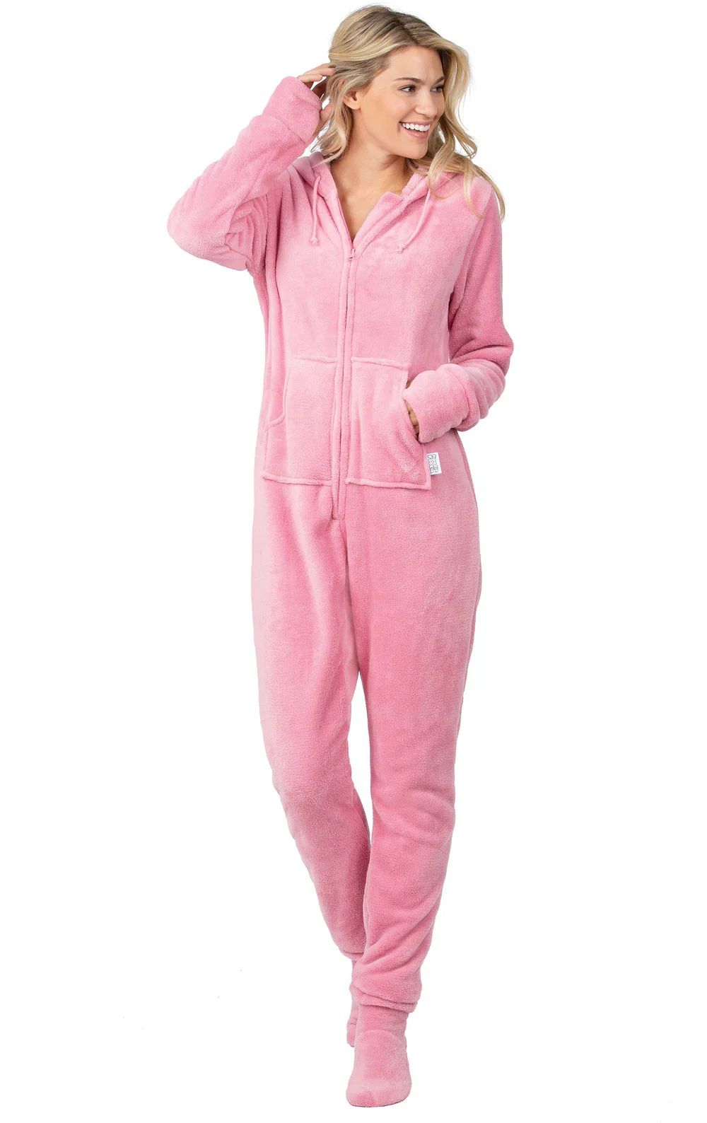 Pajamagram Hoodie-Footie for Women - Pink Medium