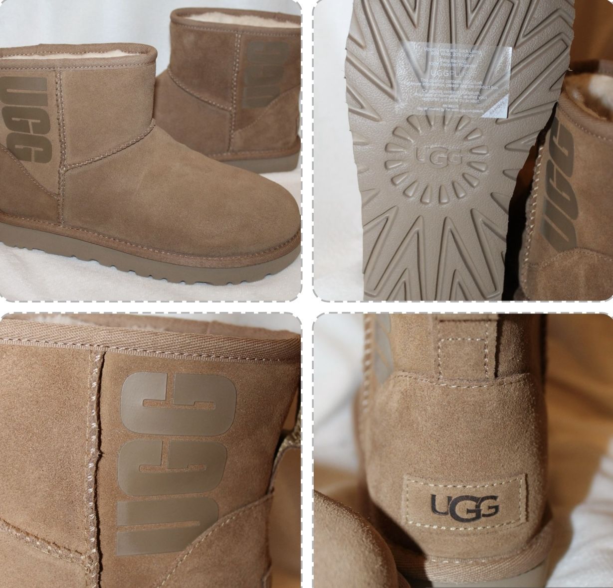 Ugg Logo Boots Chestnut Color Size 6 NIB