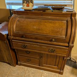 Victorian Style Cylinder Rolling Desk