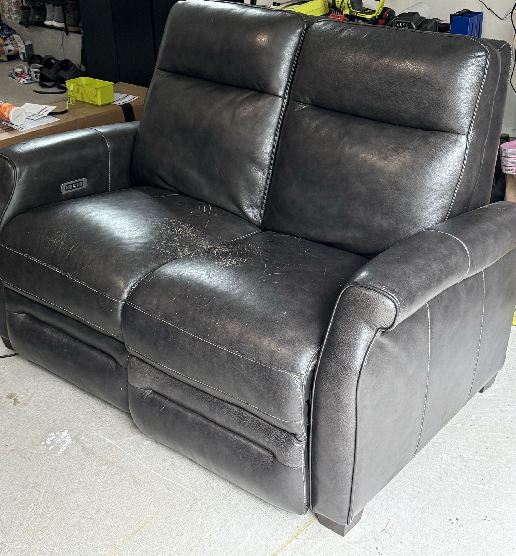 Brown Leather Reclining Loveseat