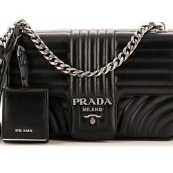 Prada Chain Flap Shoulder Bag Diagramme Quilted Leather Medium