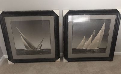 Black And White Sailboat 36x36 Framed Pictures