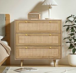 Boho Rattan 3-Drawer Dresser – Elegant & Stylish