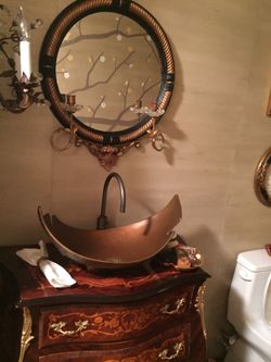 Stone Forest Copper Bathroom Sink with Faucet