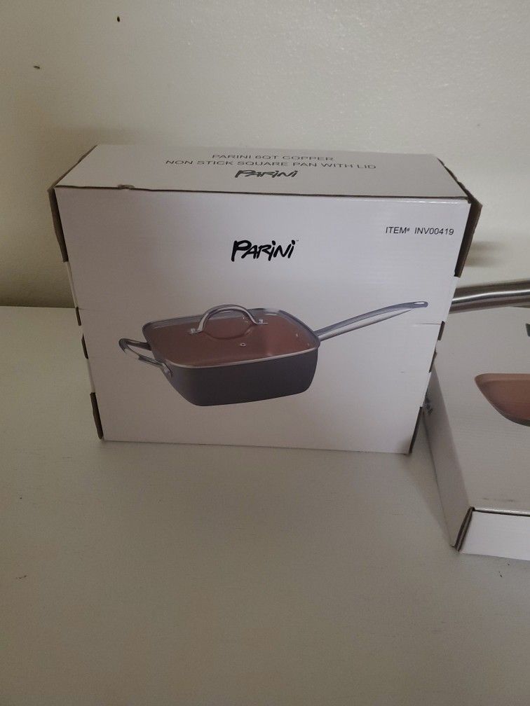 Parini 6qt. Copper Non Stick Square Pan With Lid