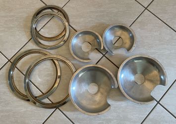 Vintage Electric Stove Drip Pans & Trim Rings Set Aluminum 1988