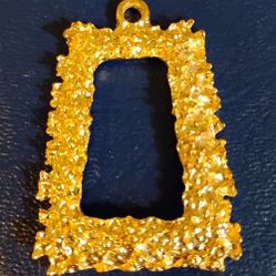 Matte golden flower neckless hammered pendant,  rectangle pendant charms 2 in by 1.5 in