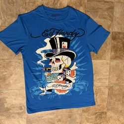 Ed Hardy Capri Blue Y2k Shirt Size Small