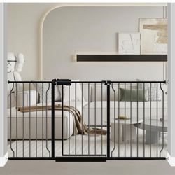 Fairy Baby Extra Wide Baby Gate Black 62-67” Walk Through Pressure Mounted