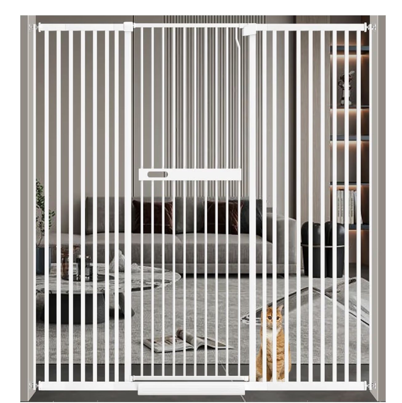 New 71" Extra Tall Cat Pet Gate 29.92-61.42" Wide Pressure Mounted , Auto Close, No Drilling