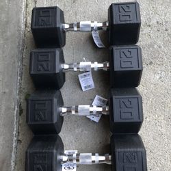 4 New Rubber Coated Dumbbells Total 80 Lbs