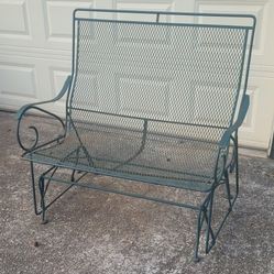 Green Glider Vintage Wrought Iron Patio Furniture
