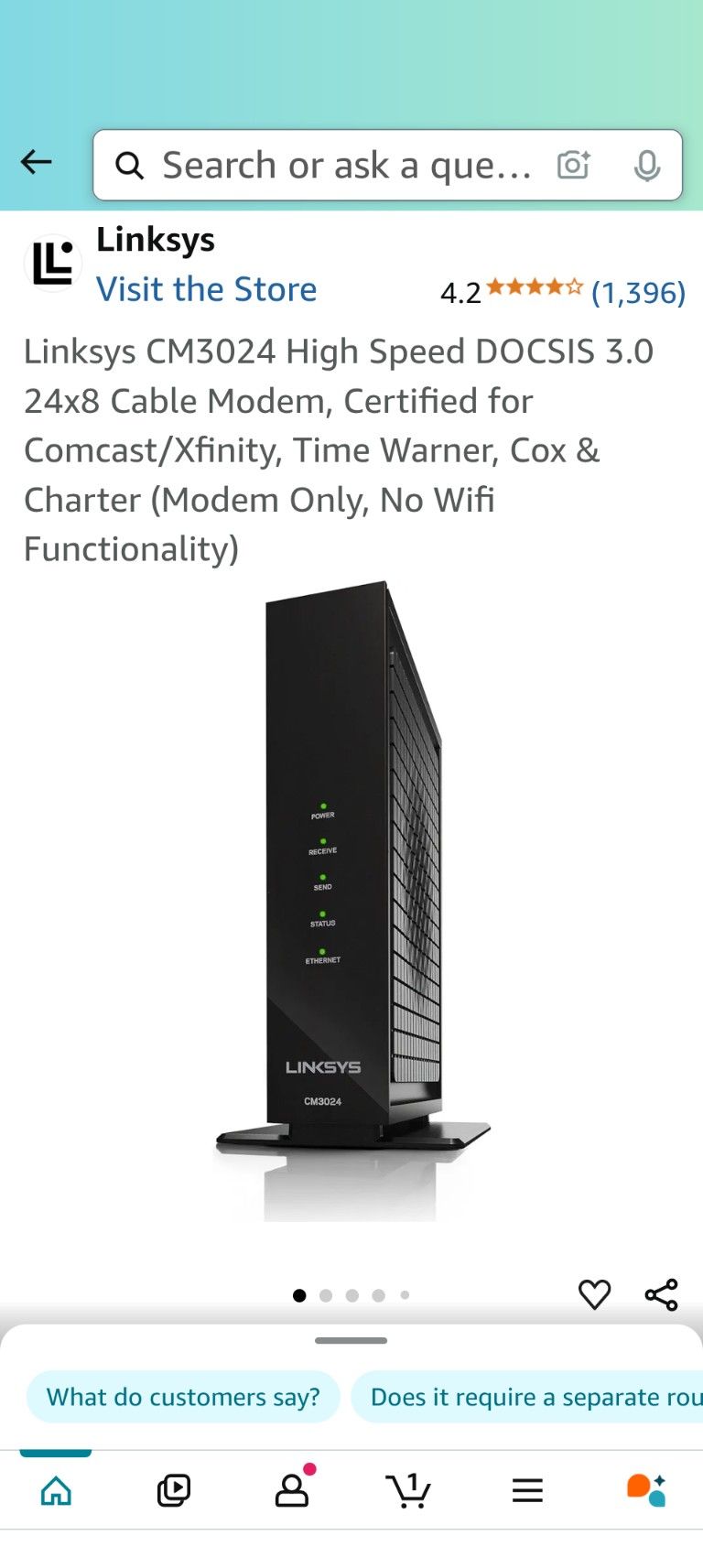 Linksys CM3024 High Speed DOCSIS 3.0 24x8 Cable Modem