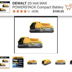 DEWALT 20-Volt MAX POWERSTACK Compact Battery (2-Pack) And Charger 