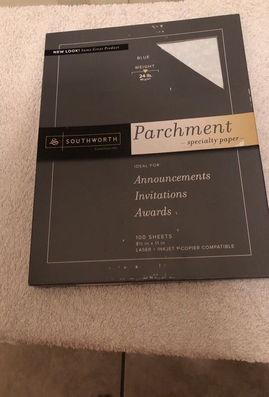 New 1 box of southworth parchment specialty paper blue 100 sheets