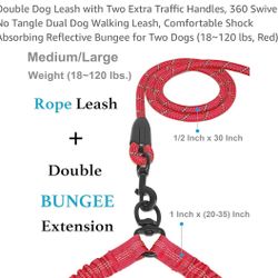 Double Dog Leash with Two Extra Traffic Handles