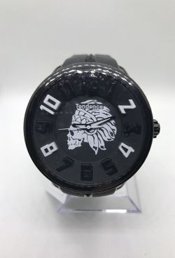 Men's Watch Tendence Round Gulliver Black White Skull Hydrogen