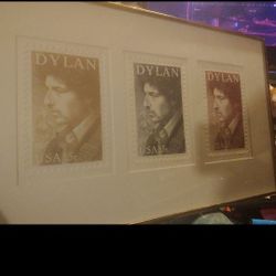 Rare!  Artist Proof Bob Dylan Stamps art  Framed 