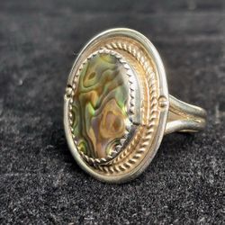 Vintage Navajo Abalone Sterling CB Ring Size 9