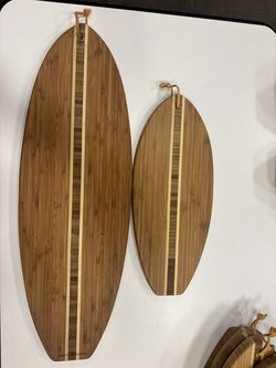 Wooden surfboard cutting boards