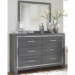 Mirrored Dresser and 2 Nightstands