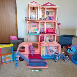 Large Barbie Lot - Dream House, RV, Dolls, Accessories