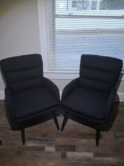Set of 2 Charcoal Gray Accent Chairs