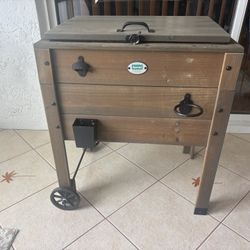 Wood Rolling Cooler With Bottle Opener 