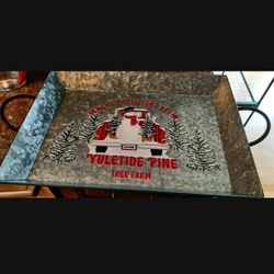 Snowman galvanized Serving tray.  -New