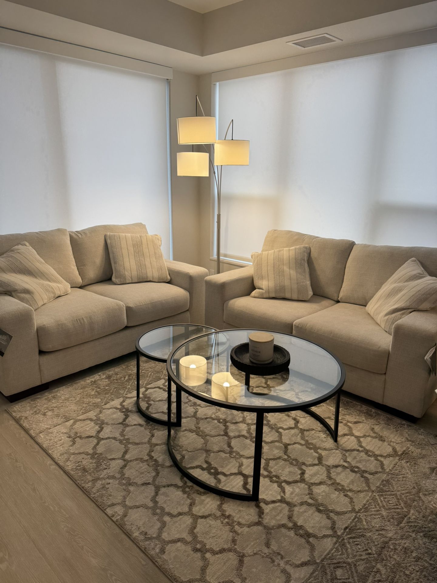 2 Piece Beige Couch Set