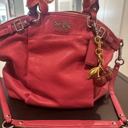 Coach 18641 Madison Leather Lindsey Satchel Fuchsia Silver Hardware