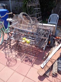 Vintage Flower Stands and Bench