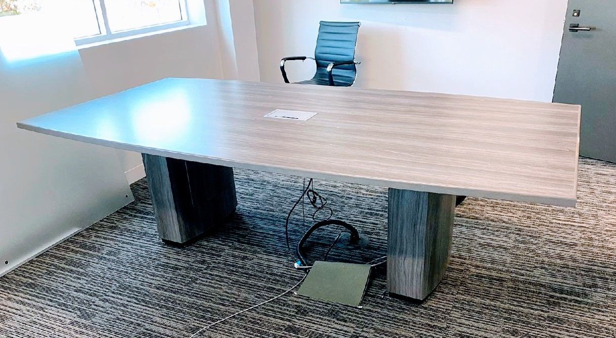8' Conference Table Gray Laminate With Power