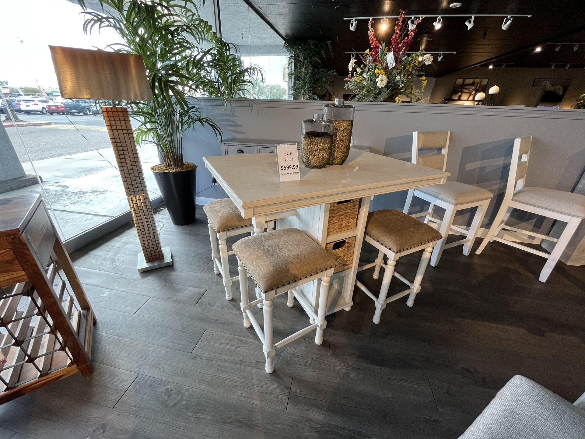 White Counter Height And 4 Barstools