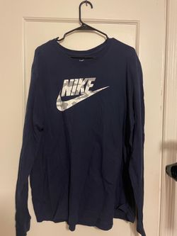 Nike Navy Long Sleeve Tee with White Camo Swoosh