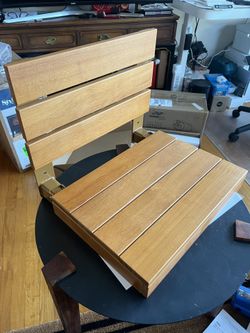 Wool & Ray Folding Teak Shower Bench, Wall Mounted, Solid Fold Up Shower Seat