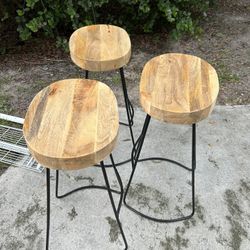 3 Wood Stools