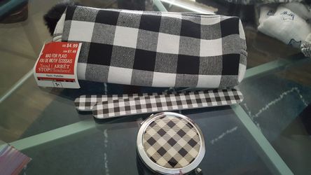 New bag, files and mirror buffalo plaid