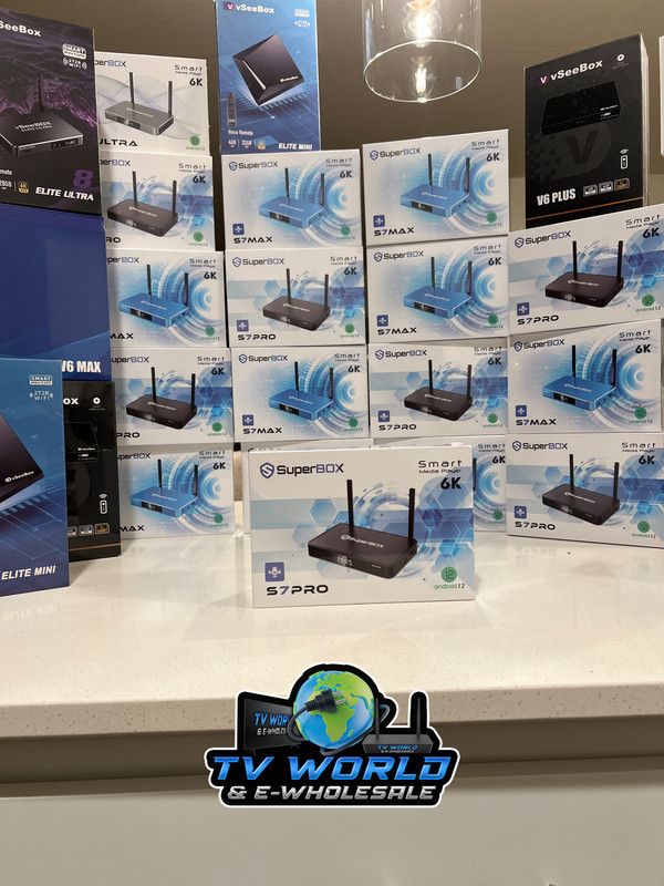 SuperBOX Super box S7 Models Max S7 Pro S6 Ultra Supreme & Vsee V6 Plus V6 Max Vsee Elite Mini Elite Ultra 8 Authorized Wholesale distributors