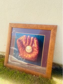 Framed Baseball Glove Print