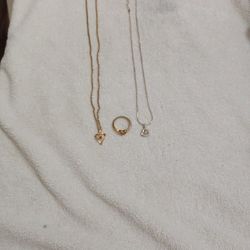 heart necklaces and ring