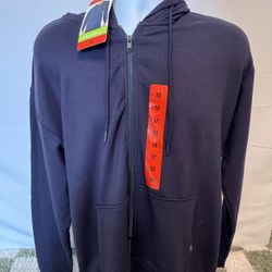 Eddie Bauer Men’s Brushed Fleece Zip Hoodie – Blue, Size M