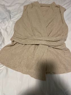 Beige Sleeveless Wrap Top