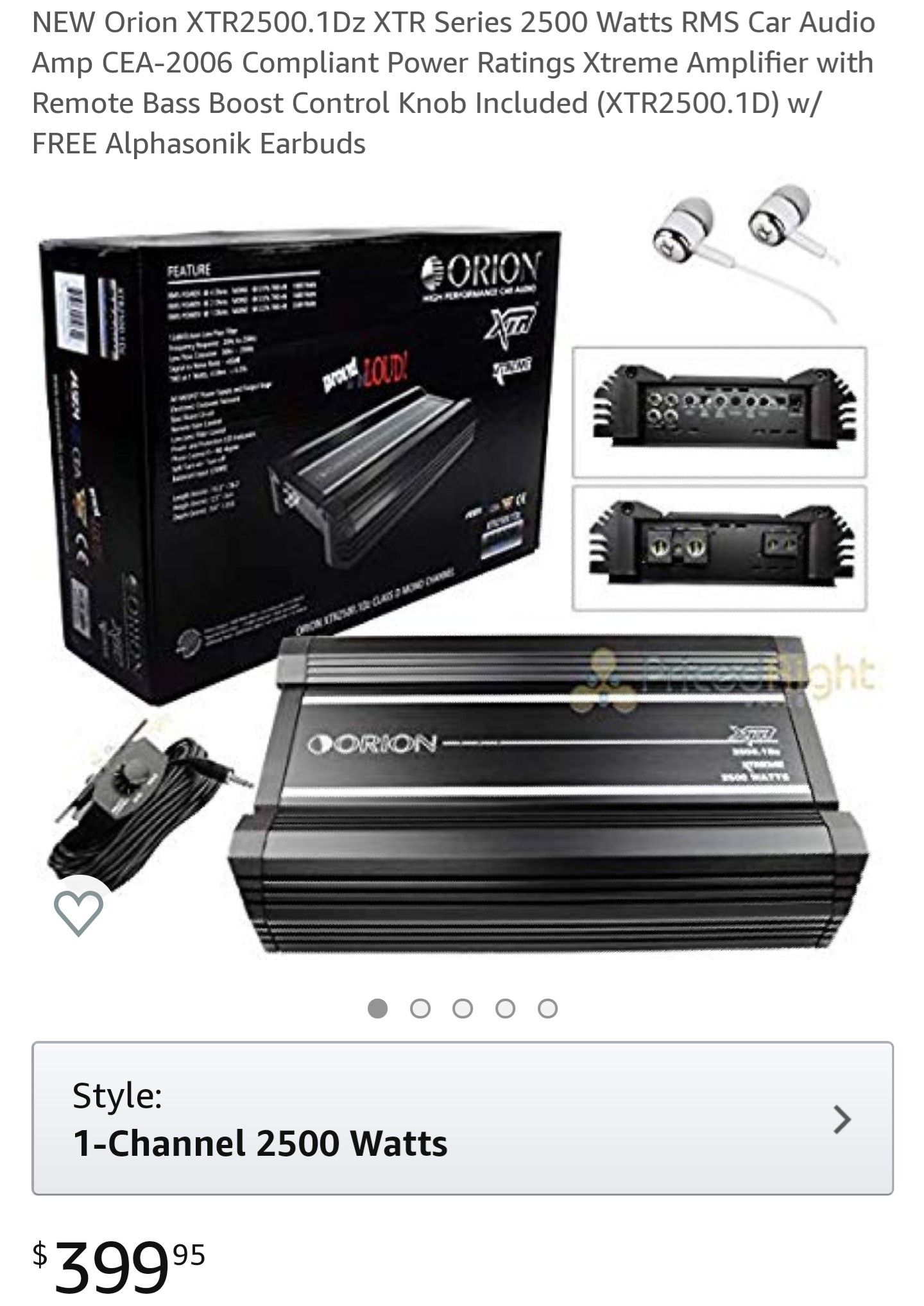 NEW Orion XTR2500.1Dz XTR Series 2500 Watts RMS Car Audio Amp