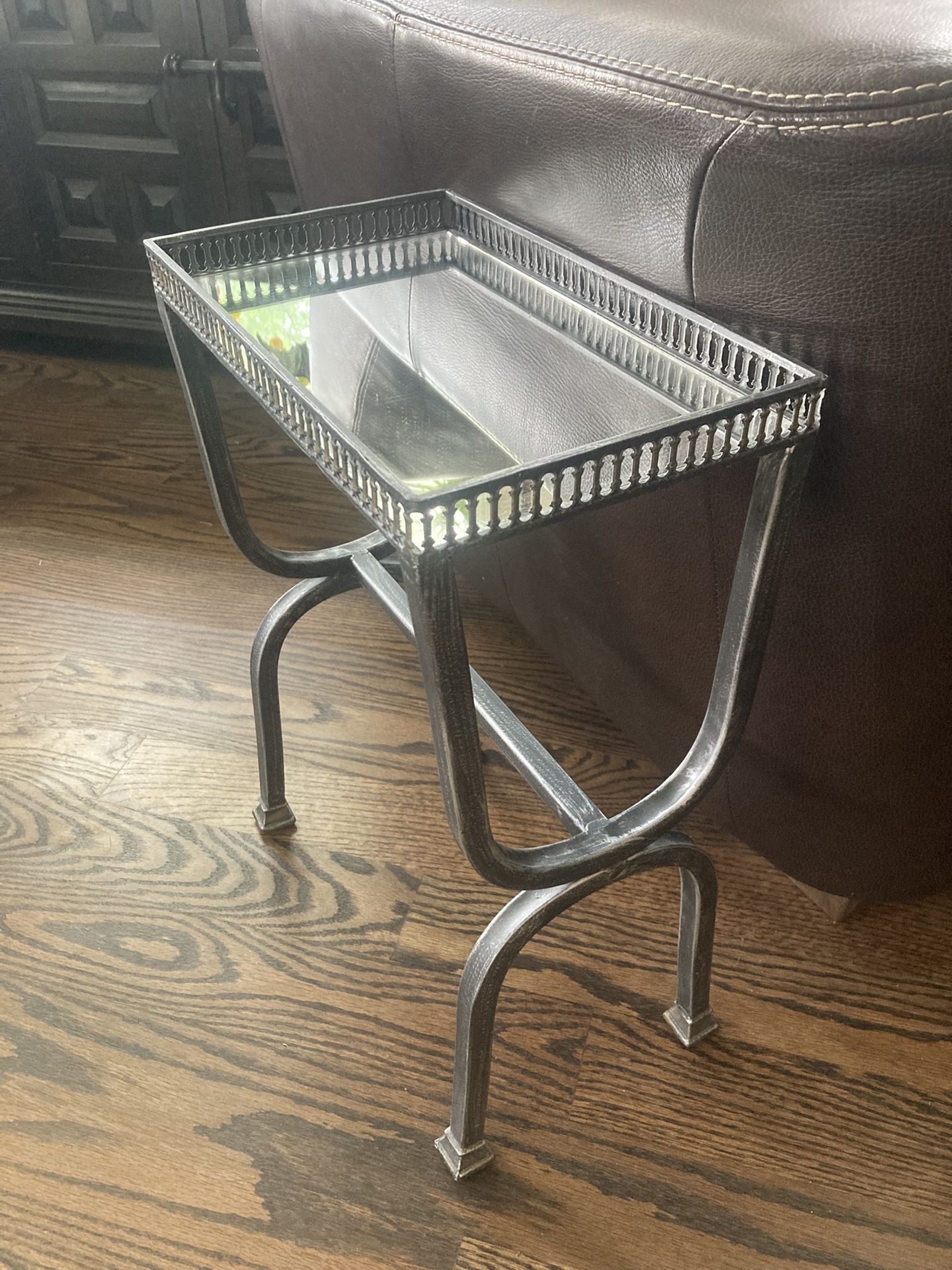 Classy Iron Side Table Stand With Mirrored Top