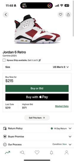 Jordan 6 Retro Carmine (Red And White )