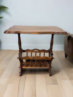 Vintage Wooden Magazine Rack Table