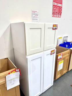 White Solid Wood Wall Cabinets CLEARANCE