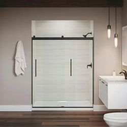 KOHLER Sliding Frameless Shower Door in Matte Black