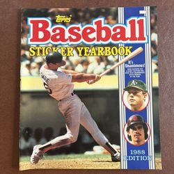 1988 Topps Baseball Sticker Yearbook Album ( Empty & Unused) McGwire Oakland A’s